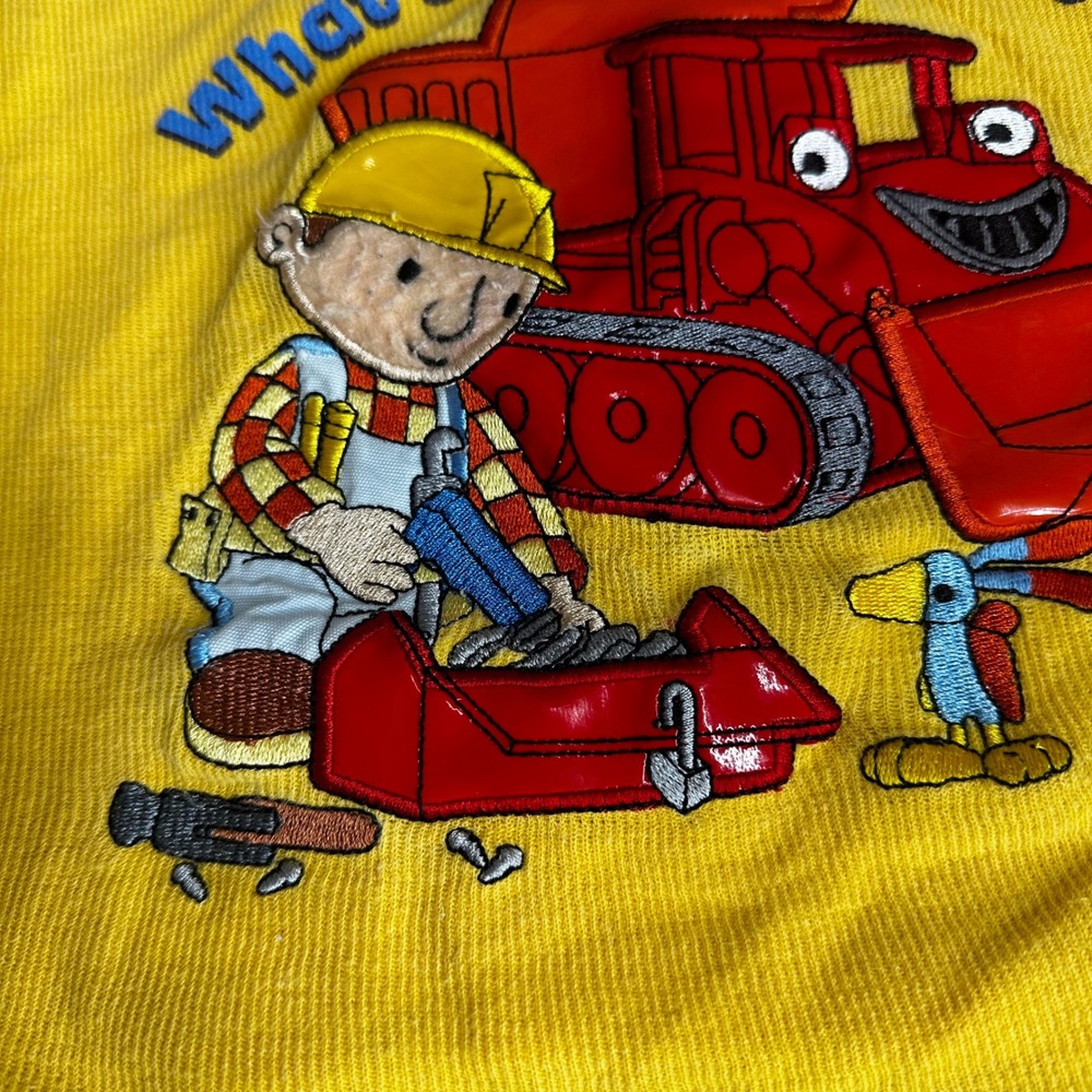 Y2K Bob the Builder Vintage Toddler Boy 2T Graphic Raglan T-Shirt Yellow - Picture 4 of 8